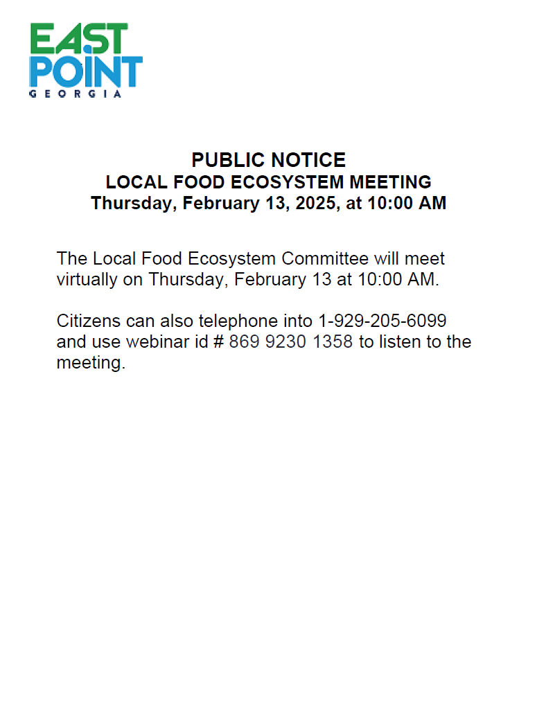 Local Food Ecosystem Committee Meeting (via ZOOM)