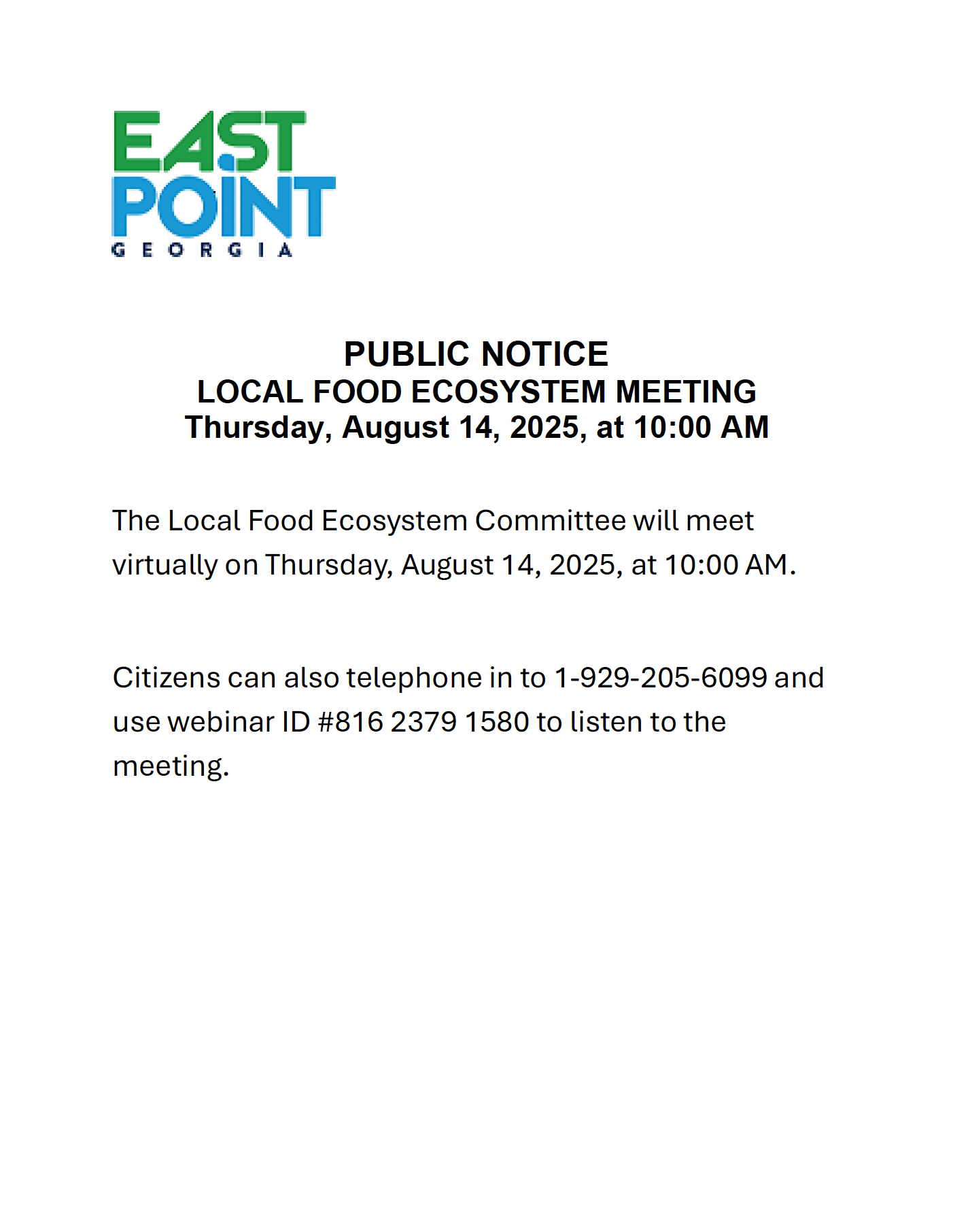 Local Food Ecosystem Meeting