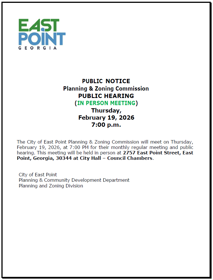 PUBLIC NOTICE: Planning & Zoning Commission – PUBLIC HEARING (IN PERSON MEETING)