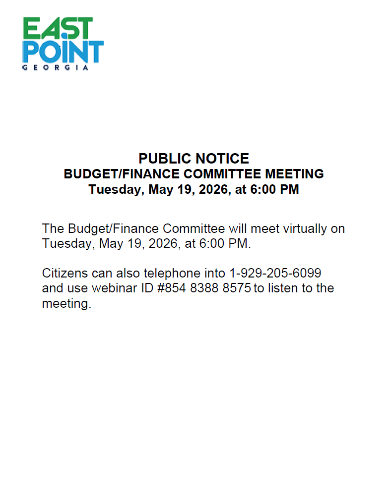 PUBLIC NOTICE: Budget/Finance Committee (via ZOOM) Meeting
