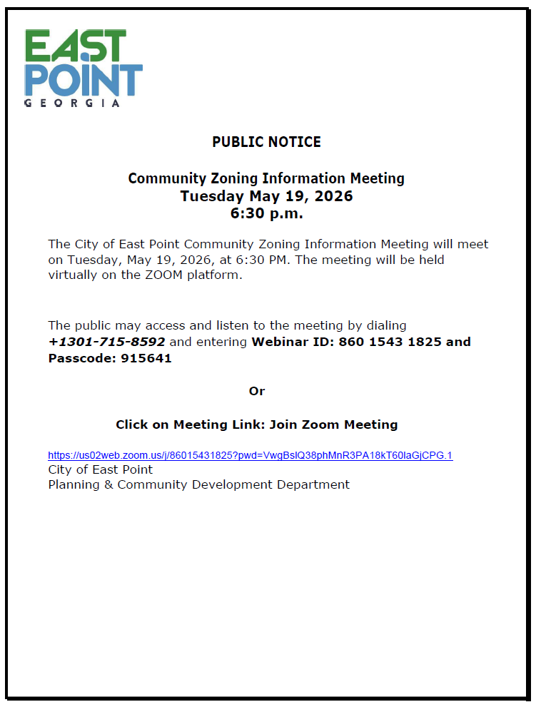 PUBLIC NOTICE: Community Zoning Information (virtual ZOOM) Meeting
