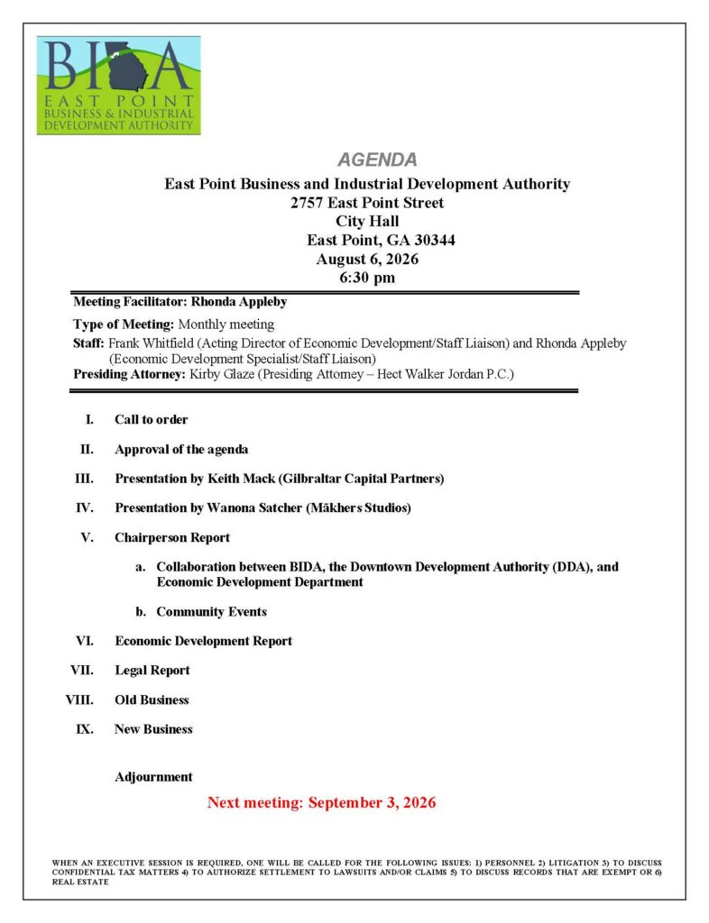 Business and Industrial Development Authority Meeting