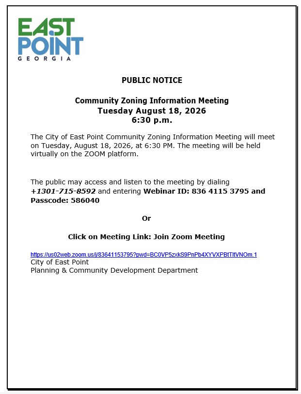PUBLIC NOTICE: Community Zoning Information (via ZOOM) Meeting
