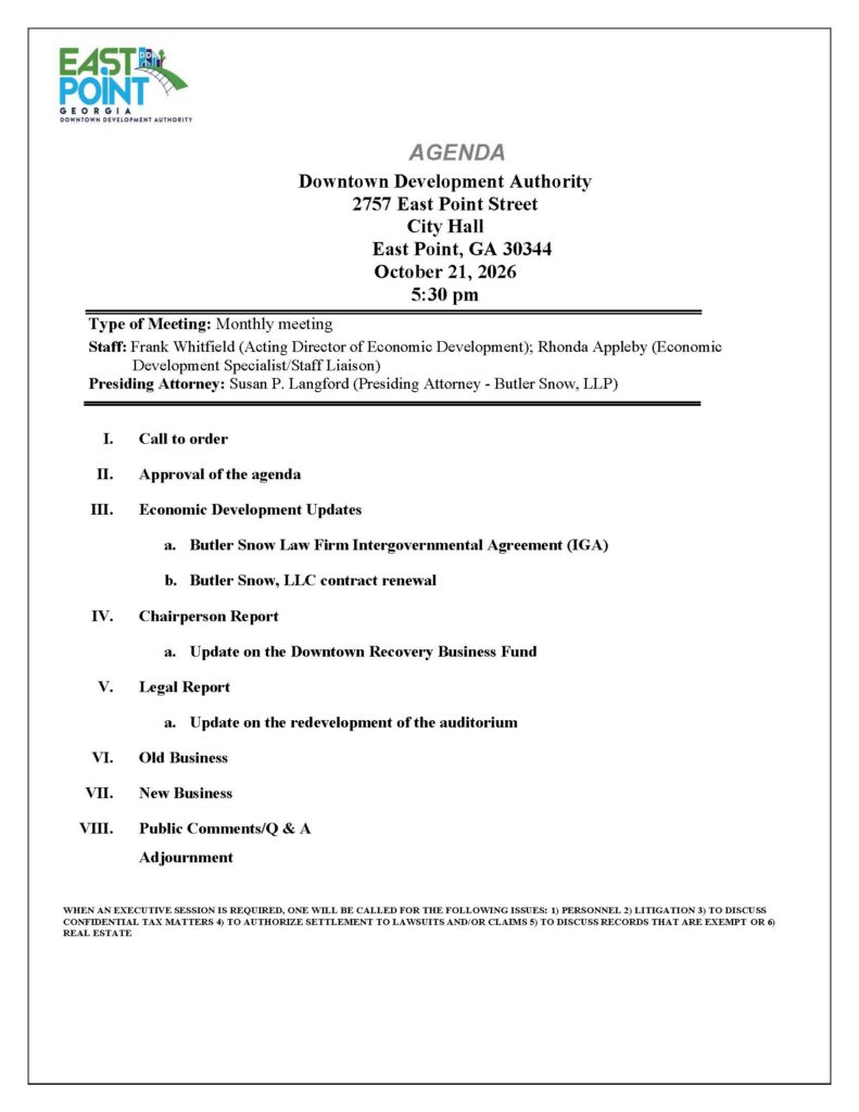 Downtown Development Authority Meeting