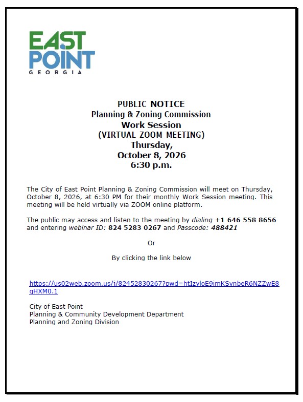 PUBLIC NOTICE: Planning & Zoning Commission – Work Session  (Virtual ZOOM) Meeting